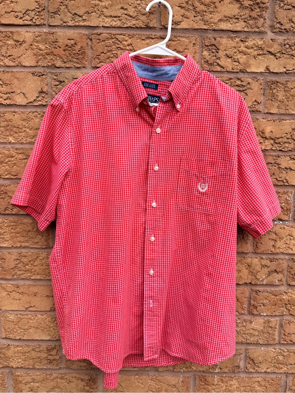 4/$25 • Chaps Men’s Red Gingham Short-Sleeve Button-Down Shirt